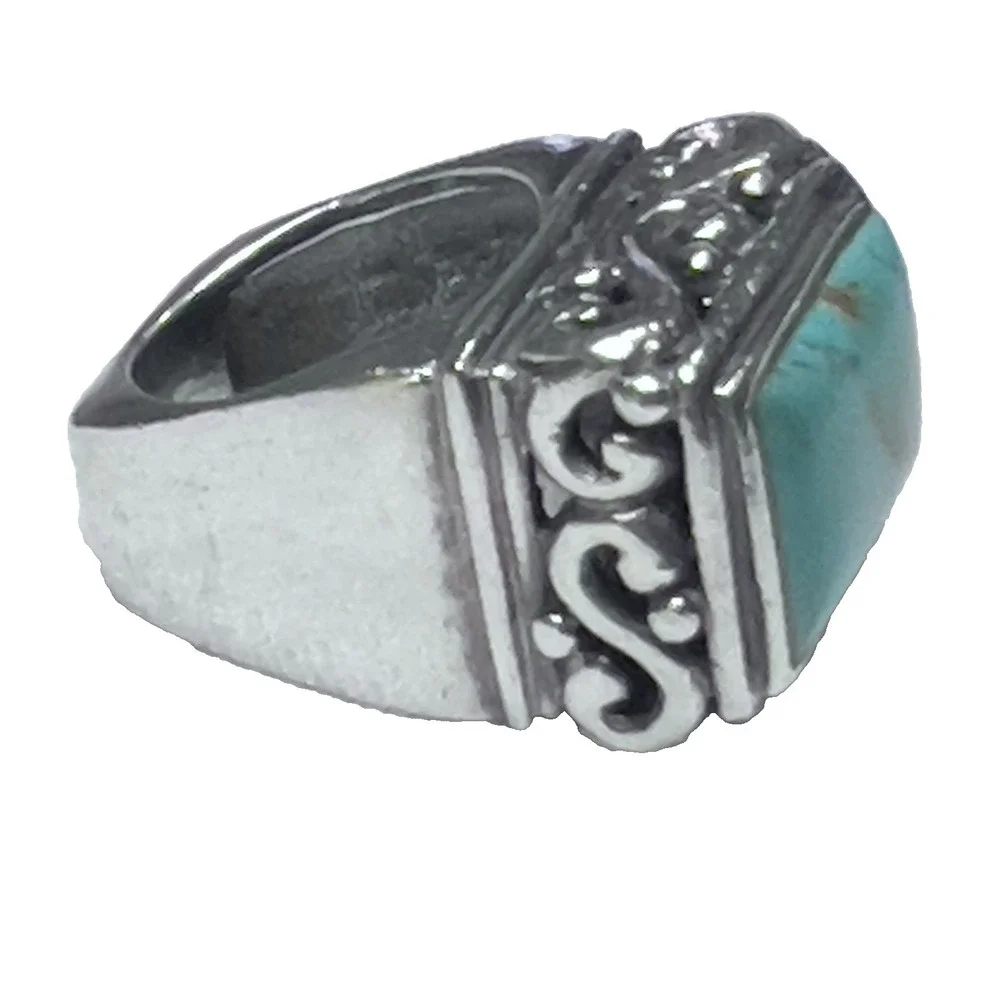 Ornate Filigree BARSE Sterling Silver 925 Turquoise Ring Sz 6.5 - Picture 7 of 11